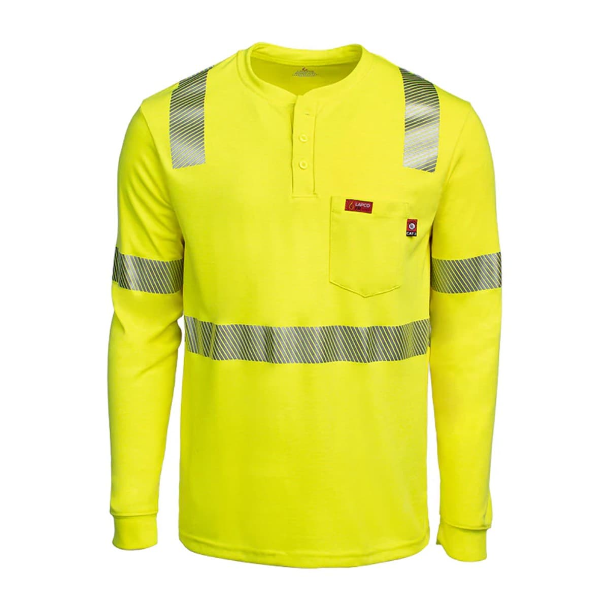 Class 2 7oz FR Hi-Vis Henley Shirt in Hi-Vis Yellow